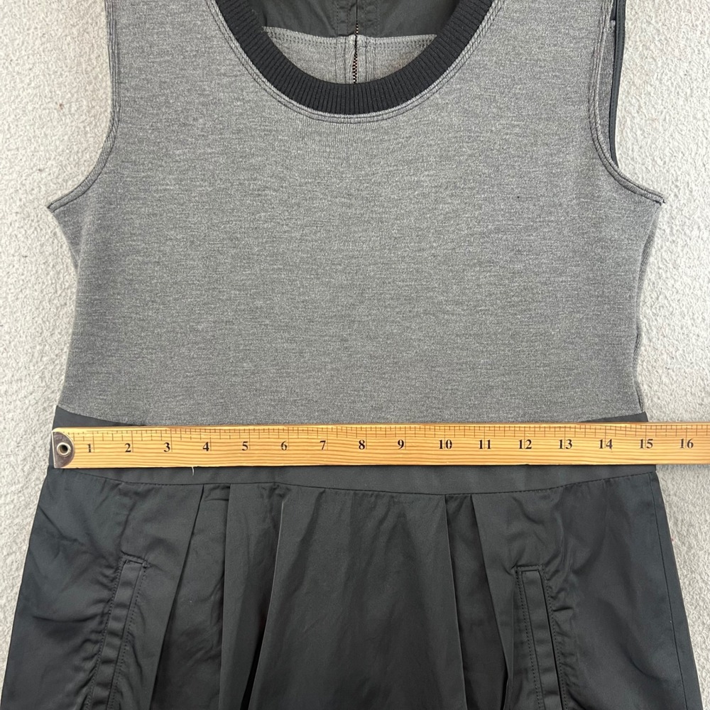 Theory Womens Mixed Media Sleeveless Mini Dress Grey Black Size 10 Pockets Zip - Picture 7 of 12